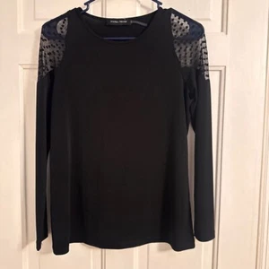Top de hombro de encaje Ivanka Trump para mujer S/P, negro - Imagen 1 de 8