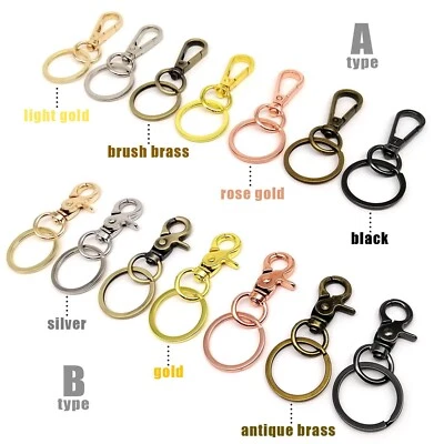 Lobster Swivel Keychain Car Key ring Clasp Clip Trigger Snap Hook + Split Ring - Image 1 of 4