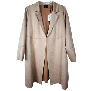 Neu mit Etikett Tahari Damen 2X Rouge Kunstleder Langarm Taschen vorne offen Jacke - Bild 1 von 8