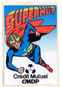 SUPER MUT Vintage Advertising Sticker Credit Mutuel CMDP Canada Comic Style Art - Picture 1 of 2