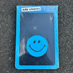 NOS Blue Smiley Face Plasticolor Van Truck Mud Flaps 18x12 Vintage Deadstock - Picture 1 of 3