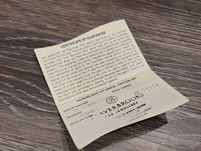 Raymond Weil International Guarantee Certificate Booklet vintage dealer card  - Image 1 of 2