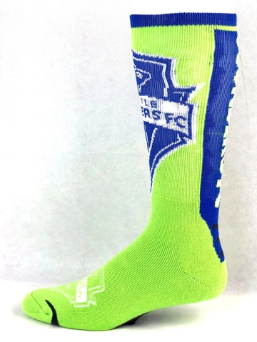 Seattle Sounders Soccer Green with Blue Jump Curve Crew Socks Cover