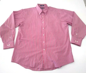 Chaps Men's Button Up Shirt Red Striped 17 34/35 Long Sleeve - Picture 1 of 8