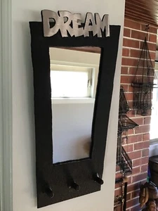 JEFFREY MANPEARL Heavy Metal “DREAM” Wall Mirror Art Sculpture w/ 3 Hooks - Picture 1 of 6
