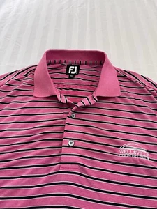 Footjoy FJ Polo Golf Shirt Größe Herren 2XL.  Pink schwarze Streifen Wellsville CC Logo - Bild 1 von 7