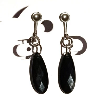 Clips Ohrclips lang Tropfen schwarz  - Bild 1 von 4