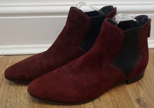 Botas al tobillo planas PRADA para mujer de gamuza borgoña punta cremallera con cierre EU39 UK6 - Imagen 1 de 9