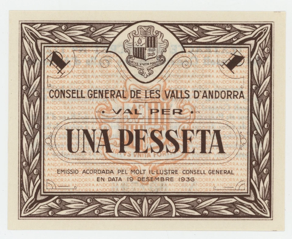 Billete Andorra 1 Pesseta 19-12-1936 Pick 6 UNC sin circular Foto 1 de 2