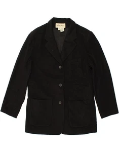 EDDIE BAUER Womens Tall 3 Button Blazer Jacket UK 16 Large Black Wool CL20 - Picture 1 of 3