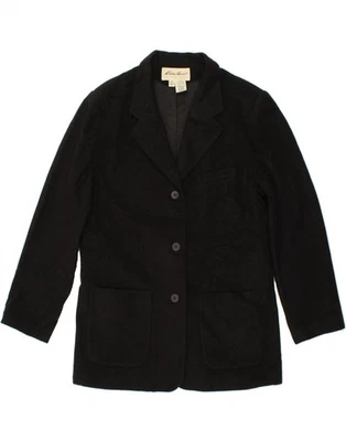 EDDIE BAUER Womens Tall 3 Button Blazer Jacket UK 16 Large Black Wool CL20 - Image 1 of 3