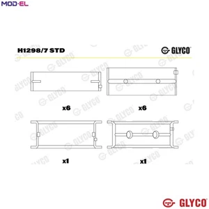 CRANKSHAFT BEARING H1298/7 STD STD FOR N57306D2/306D3/D30A/D30B/D30C 3.0L 6cyl - Picture 1 of 9