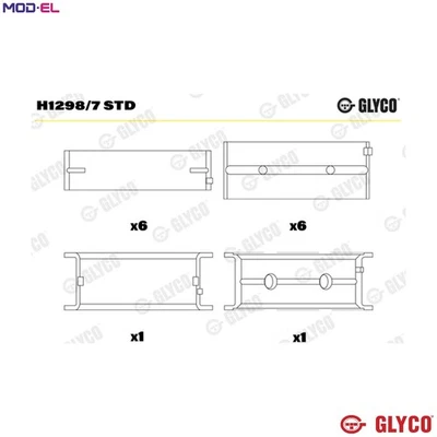 CRANKSHAFT BEARING H1298/7 STD STD FOR N57306D2/306D3/D30A/D30B/D30C 3.0L 6cyl - Image 1 of 4
