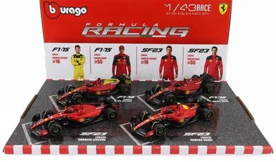 MODELLINO AUTO STATICO BURAGO FERRARI SET F1 4x SF23 2023 LECLERC SAINZ 1/43 - Immagine 1 di 4