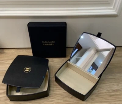 CHANEL BEAUTE SUBLIMAGE Leather Mirror Vanity Makeup Box BLACK / GOLD GWP NIB - Image 1 of 4