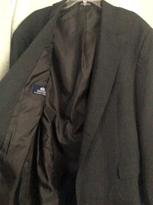 Men's Sz 48 L Stafford Poly/Wool Sport Coat Jacket Blazer Charcoal grey/Blk Blue - Picture 1 of 14