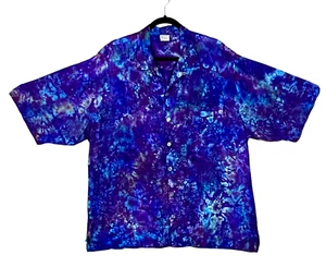 Camisa Tie Dye con Botones Pequeña Mediana Grande XL 2X Gemmy Blotter Bali rayón - Imagen 1 de 1