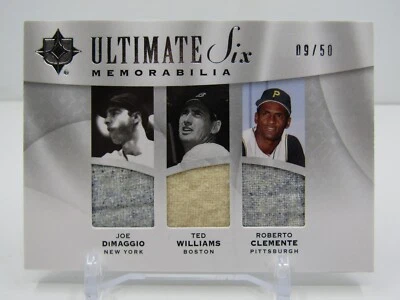 DIMAGGIO/WILLIAMS/CLEMENTE/JETER 2009 UC 6 PLAYER GAME WORN PATCHES! #09/50! - Image 1 of 3