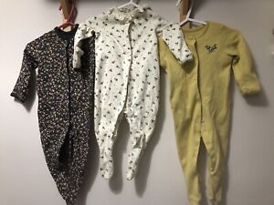 Mamas & papas Set Of 3 girl baby grows / sleepsuit 3-6 months