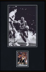 Hersey Hawkins Signed Framed 11x17 Photo Display 76ers Bradley - Picture 1 of 2