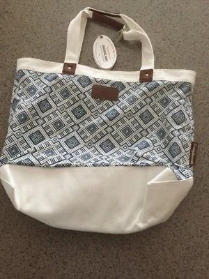 Tommy Bahama 'Anchors Away' canvas tote, blue and white, UNUSED with tags - Image 1 of 4