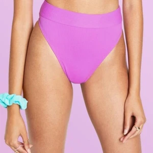 Women Ribbed High Leg High Waist Bikini Bottom Purple - Stoney Clover XXS - Picture 1 of 5