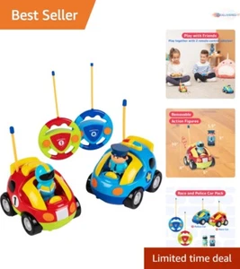 Durable Remote Control Cars for Toddlers - 2-Pack with Fun Sounds & Figures - Picture 1 of 9