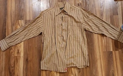 Knockout Shirt Mens L Brown Stripe Button Up Long Sleeve  - Image 1 of 2