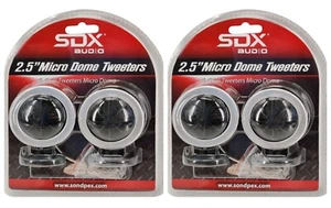 2 Pack SDX Audio 2.5" Micro Dome Tweeters 4 Ohms 250 Watts 102db High Efficiency - Picture 1 of 8