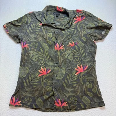 Marc Anthony мужской большой тропический кнопка вверх рубашка роскошь Slim Fit зеленый цветочный - Изображение 1 из 4