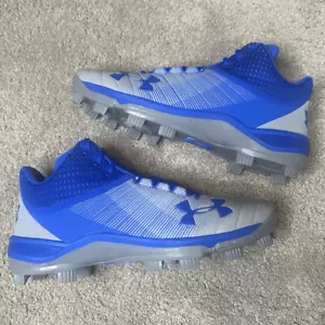 Under Armour Team Yard Mid TPU Blue & Gray Baseball Cleats Size 12.5 3021513-401 - Picture 1 of 12
