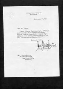 1954 JOHN FOSTER DULLES AUTOGRAMMIERTER BRIEF SEC OF STATE STATIONERY MAJ J A PAPPS - Bild 1 von 1