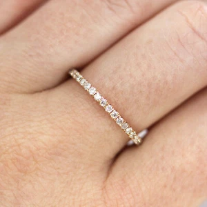 0.6 ctw Natural Diamond Solid 14k Rose Gold Full Eternity Wedding Ring 1.6 MM - Picture 1 of 9