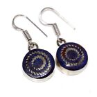 8gms Chunky Lapis Lazuli Ethnic Nepali Tribal Earrings Jewelry 1.4" AU I475