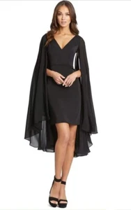 Ieena Mac Duggal Dress NWT Black Short Cape Sleeve Flutter Womens Size 6 - Picture 1 of 6