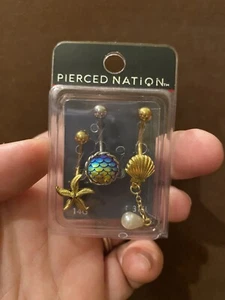 New Pierced Nation Body Jewelry 14 Gauge Starfish Mermaid Pearl Shell Beach! - Picture 1 of 2