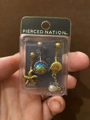 New Pierced Nation Body Jewelry 14 Gauge Starfish Mermaid Pearl Shell Beach! - Image 1 of 2