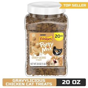 Purina Friskies Party Mix Chicken and Gravy Flavor for Cats, 20 oz Canister