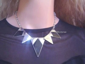 New 2B BEBE in Silver Black Geometrical Chain Necklace - Picture 1 of 1