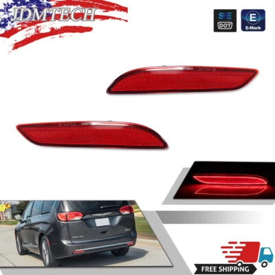 Par de luces de freno traseras LED rojas para parachoques Chrysler Pacifica & Voyager 2017-2023 Foto 1 de 4