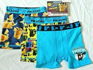 Boys Underwear Pokemon 3 Pair Boxer Briefs Kids Size 4 6 8 NEW Pikachu Underoos - Picture 1 of 12