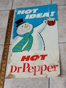 Vintage Dr Pepper Frosty The Snowman Hot Cold Sign Soda Easel Display Christmas  - Picture 1 of 6