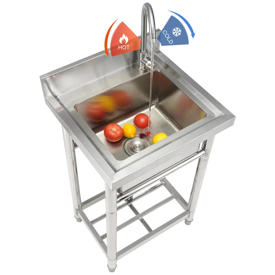 VEVOR Commercial Utility & Prep Sink Single Bowl Sinks 21.7 .7 .4 in