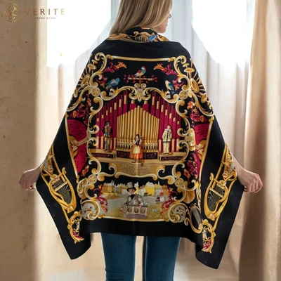 RARO VINTAGE HERMES bufanda de seda "Orgauphone et Autres Mecaniques" Carre 90 - Imagen 1 de 4