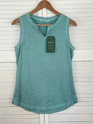 Camiseta sin mangas Woolrich para mujer de algodón con cuello dividido verde talla pequeña Foto 1 de 4