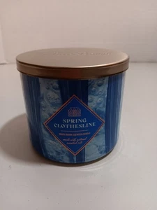 Bath & Body Works White Barn "SPRING CLOTHESLINE" 3 Wick Scented Candle 14.5 oz - Picture 1 of 5