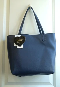 Imoshion Handtasche Beuteltasche vegan Kunstleder dunkelblau + passende Umhängetasche - NEU! - Bild 1 von 11