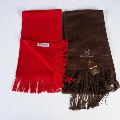 Lot 2 NWT Red-Brown Alpaca Camargo & Andean Sun Fringe Scarf Made in Peru 70”-9” - Image 1 of 4