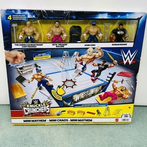 WWE Knuckle Crunchers Mini Mayhem Ring Bundle Cody Rhodes Seth Rollins John Cena - Foto 1 di 2