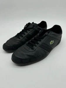 Lacoste Mens UK10 Giron Sneakers Shoes Black Leather Trainers - Picture 1 of 6